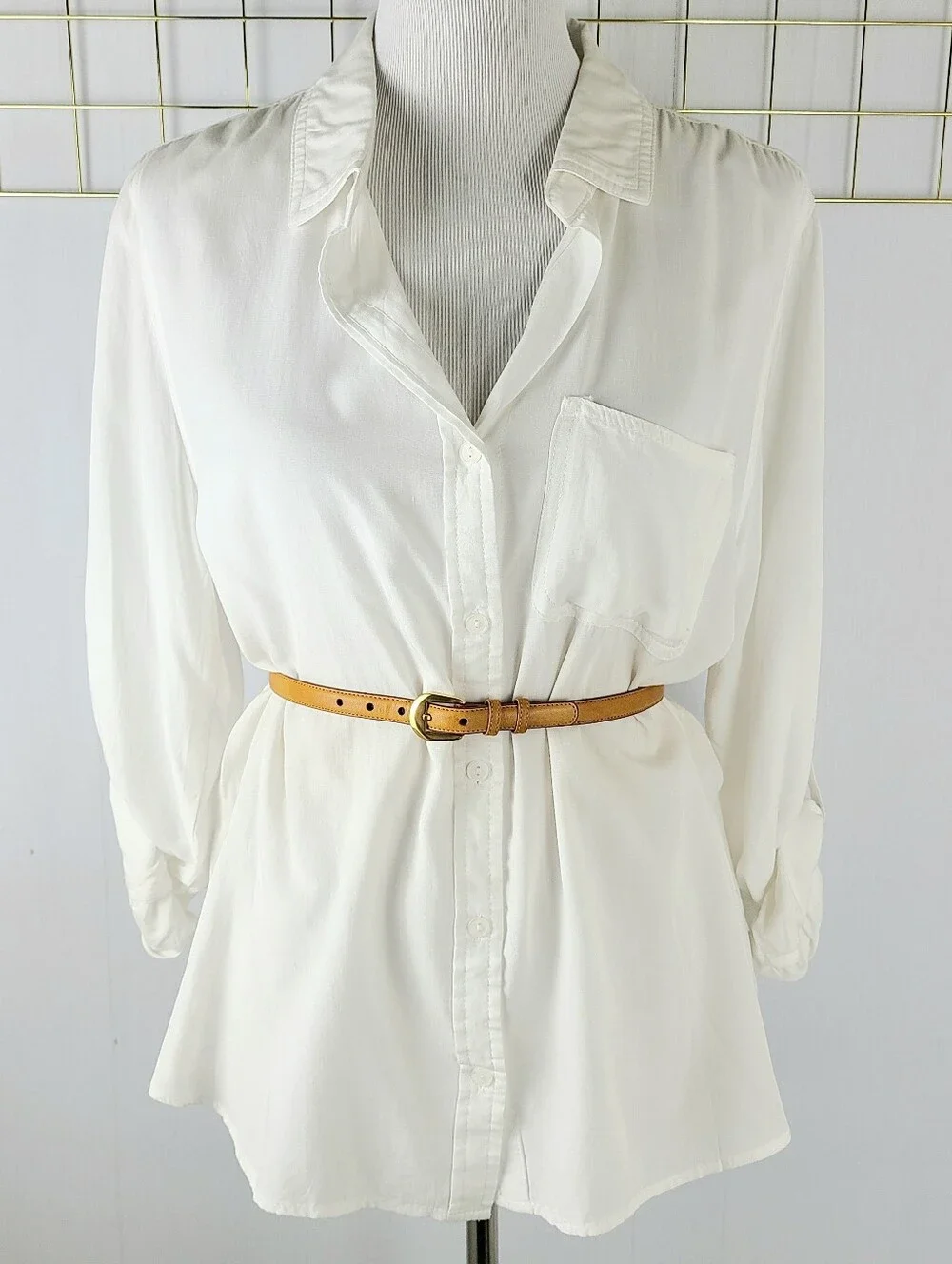 Pierre Cardin Tan Full Grain Cowhide Skinny Vintage Belt